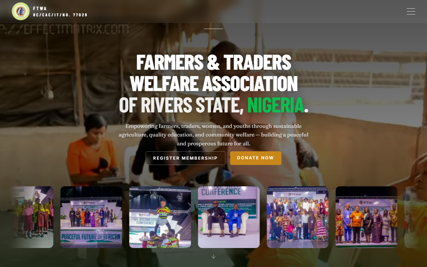 The Farmers & Traders Welfare Association of Rivers State website homepage